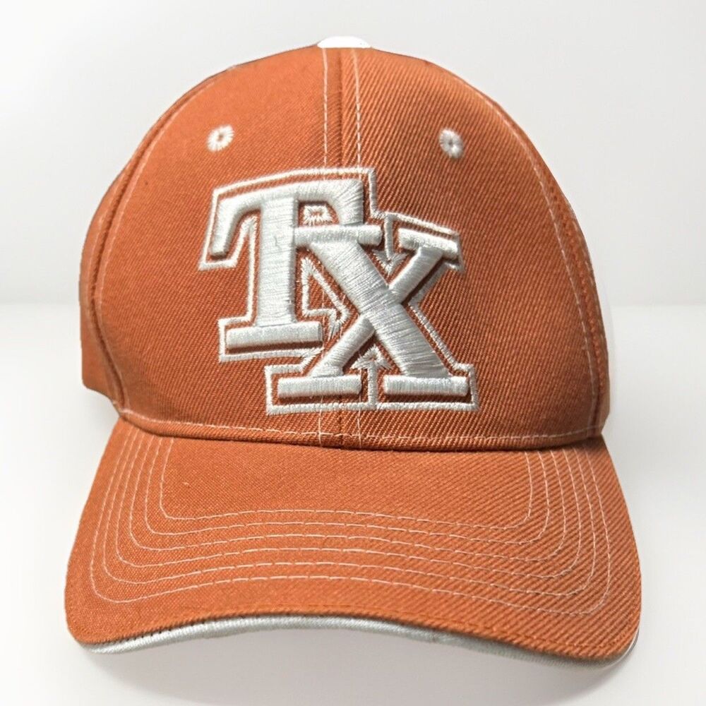 Texas TX Lone Star Fitted Baseball Cap One Size Embroidered Dark / Alloy Orange